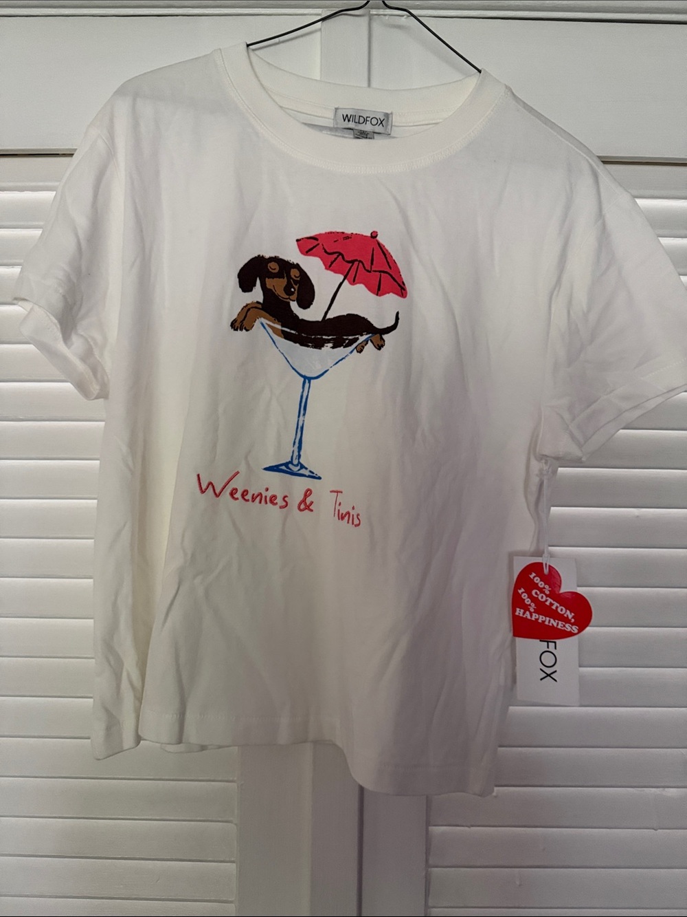 Wildfox Kids White Graphic 'Weenies & Tinis' Tee with Pink Accent